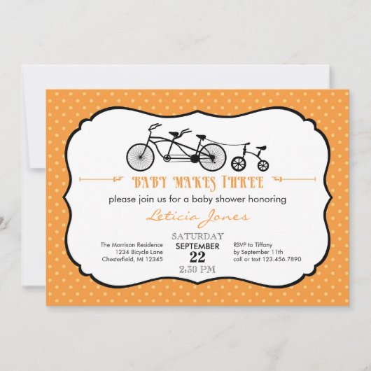Invitation unisexe de baby shower de bicyclette (Devant)