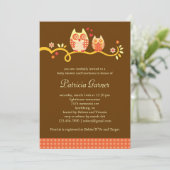 Invitation unisexe de baby shower de hibou de (Debout devant)