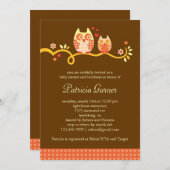 Invitation unisexe de baby shower de hibou de (Devant / Derrière)