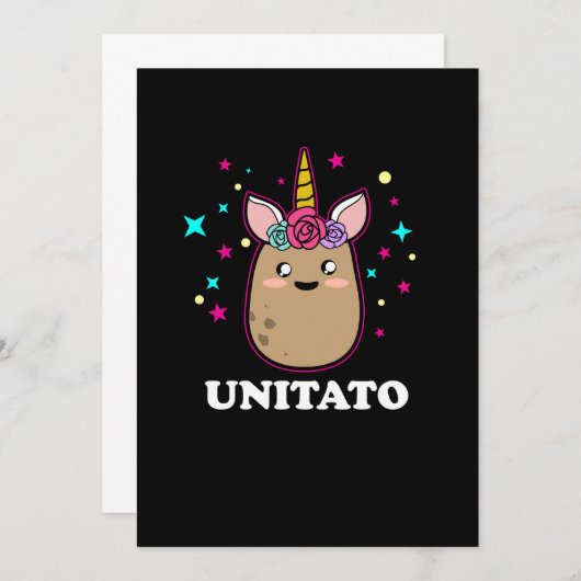 Invitation Unitato Unicorn Potato Cute Funny Vegetable Fries (Devant / Derrière)