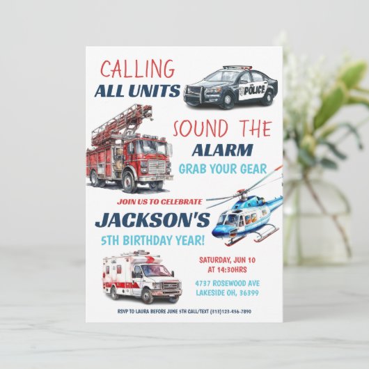 Invitation Unités de premiers intervenants Modèle d'invitatio (Debout devant)