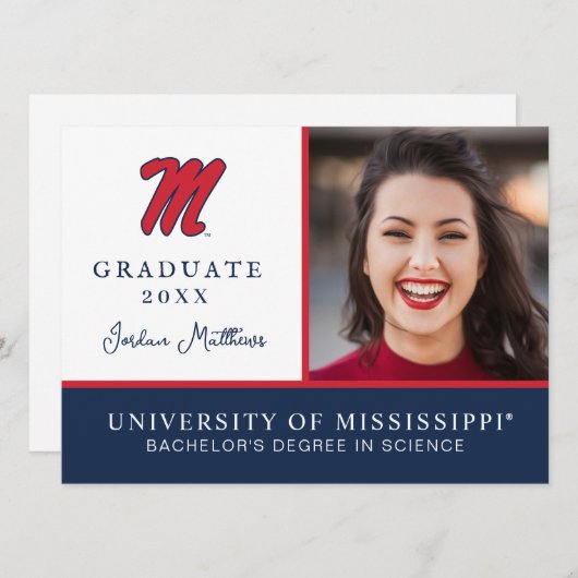 Invitation Université du Mississippi | Script M (Devant / Derrière)