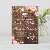 Invitation Université Médicale Boho Floral Graduation (Debout devant)