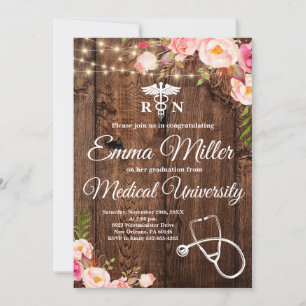 Invitation Université Médicale Boho Floral Graduation