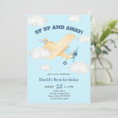 Invitation Up & Away 1er garçon Anniversaire Bleu (Debout devant)