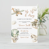 Invitation Up & Away, Hot Air Balloon Airplane Baby Shower (Debout devant)