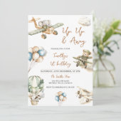 Invitation Up Up & Away Airplane Boy 1st Birthday (Debout devant)
