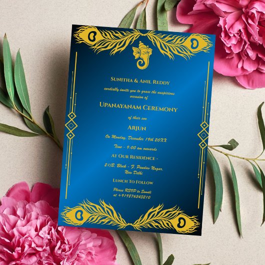 Invitation Upanayanam aka Hindu Holy Thread Janeu Cérémonie