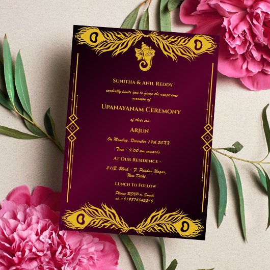 Invitation Upanayanam aka Hindu Holy Thread Janeu Cérémonie