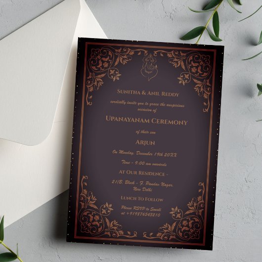 Invitation Upanayanam aka Hindu Holy Thread Janeu Cérémonie