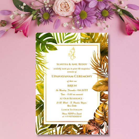 Invitation Upanayanam aka Hindu Holy Thread Janeu Cérémonie