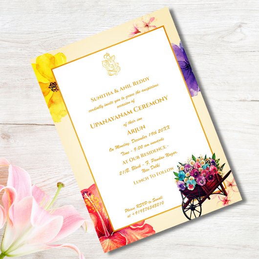 Invitation Upanayanam aka Hindu Holy Thread Janeu Cérémonie