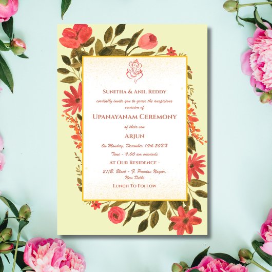 Invitation Upanayanam aka Hindu Holy Thread Janeu Cérémonie