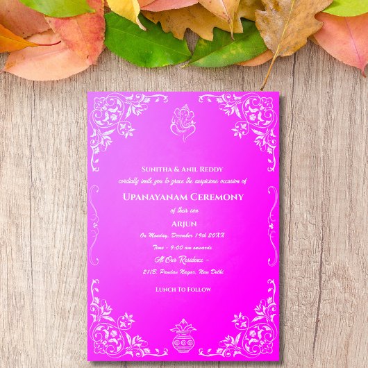 Invitation Upanayanam aka Hindu Holy Thread Janeu Cérémonie