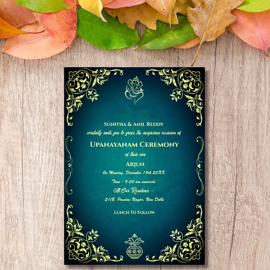 Invitation Upanayanam aka Hindu Holy Thread Janeu Cérémonie