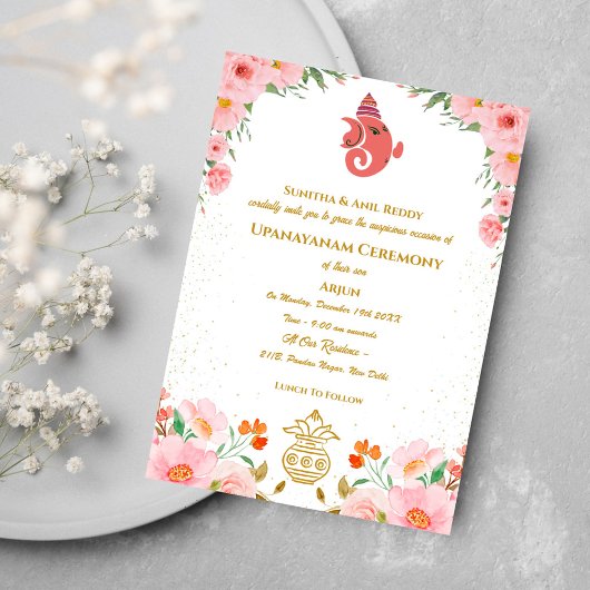 Invitation Upanayanam aka Hindu Holy Thread Janeu Cérémonie