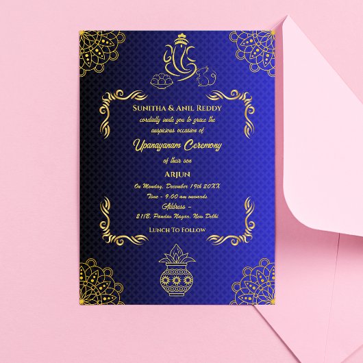 Invitation Upanayanam aka Hindu Holy Thread Janeu Cérémonie
