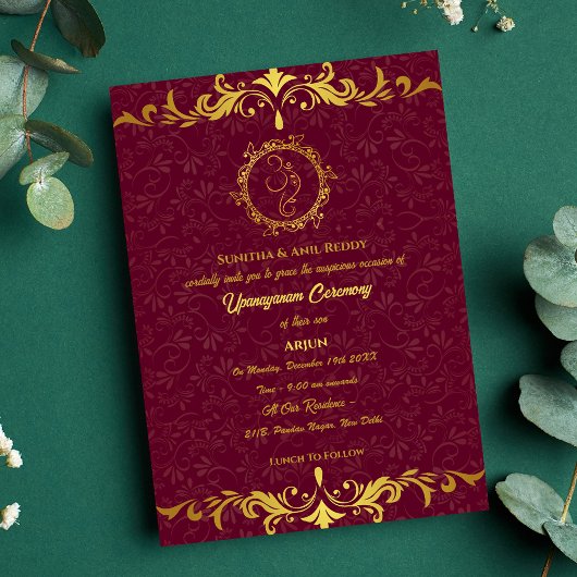 Invitation Upanayanam aka Hindu Holy Thread Janeu Cérémonie