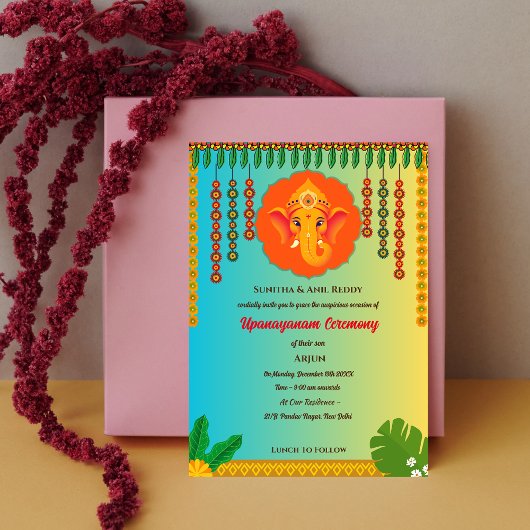 Invitation Upanayanam aka Hindu Holy Thread Janeu Cérémonie