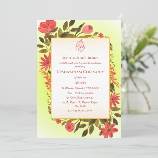 Invitation Upanayanam aka Hindu Holy Thread Janeu Cérémonie (Debout devant)