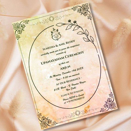 Invitation Upanayanam aka Hindu Holy Thread Janeu Ceremony