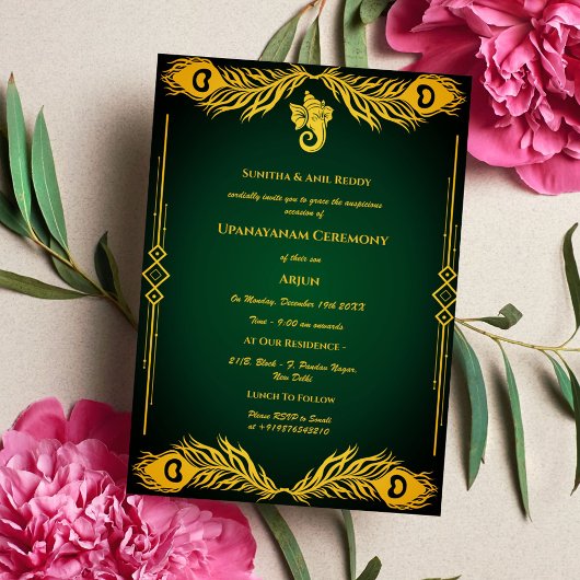 Invitation Upanayanam aka Hindu Holy Thread Janeu Ceremony