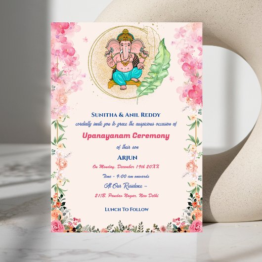 Invitation Upanayanam aka Hindu Saint Thread Janeu Floral