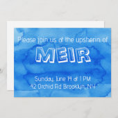 Invitation upsherin à l'aquarelle bleue (Devant / Derrière)
