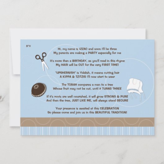 Invitation Upshernish ou Upshern (Dos)