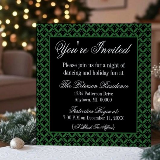 Invitation Uptown Glam Holiday Party Invitation, Vert foncé