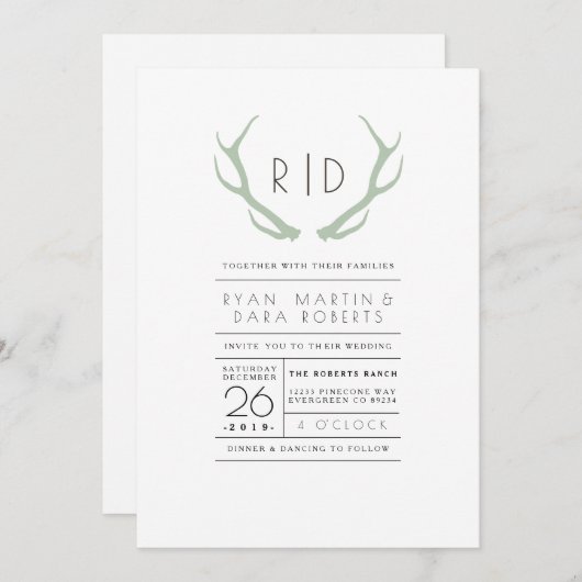 Invitation Urbain rencontre rustique | Invite de mariage (Devant / Derrière)