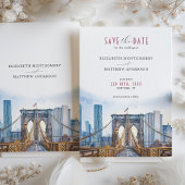Invitation Urban Chic Brooklyn Bridge Enregistrer la date Sky