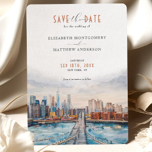 Invitation Urban Chic Brooklyn Bridge Enregistrer la date Sky