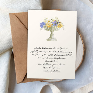 Invitation Urne de jardin toscan romantique avec fleurs de ma