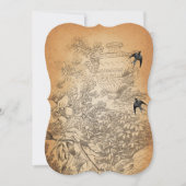 Invitation Urne rustique Floral Vintage Birds Mariage (Devant)