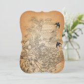 Invitation Urne rustique Floral Vintage Birds Mariage (Debout devant)