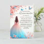 Invitation Us Wood Tree Rose Girl Cherry Blossom Quinceanera (Debout devant)