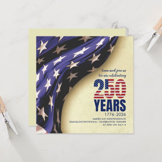 Invitation USA 250 ans d'anniversaire de l'indépendance améri (Devant/Arrière en situation)