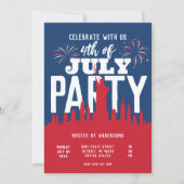 Invitation USA 4 juillet Feu d'artifice Colorée (Devant)