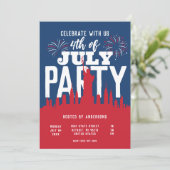 Invitation USA 4 juillet Feu d'artifice Colorée (Debout devant)