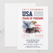 Invitation USA 4th of July America's 250th Anniversary Party (Devant / Derrière)