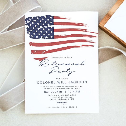 Invitation USA American Flag Military Retirement Party