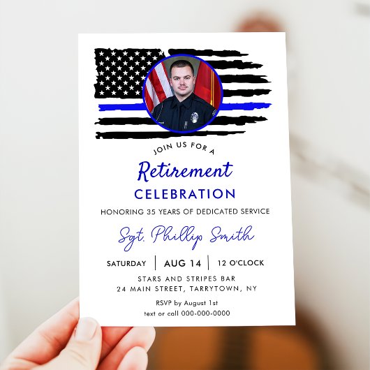 Invitation USA American Flag Police Militaire Retraite Invit