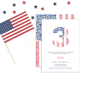 Invitation USA Drapeau Alfresco Garden 3e fête d'anniversaire