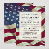 Invitation USA Drapeau patriotique deux deviennent un Mariage (Devant / Derrière)