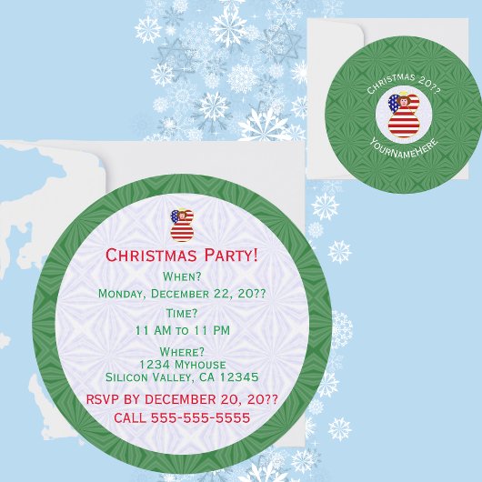 Invitation USA Flag Angel Christmas Personnalisé