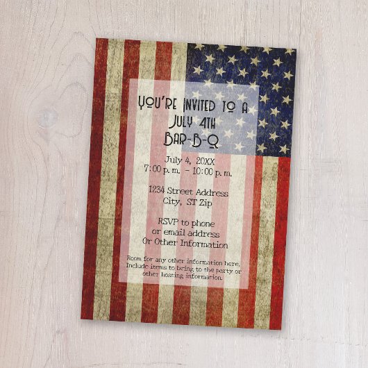 Invitation USA Flag avec un look vintage Party