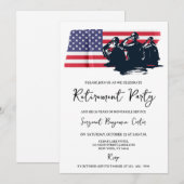 Invitation USA Flag Navy Army Military Retirement Party (Devant / Derrière)