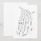 Invitation USA Map black and white  (Devant / Derrière)