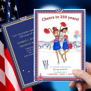 Invitation USA Pom-pom girl US 250e anniversaire Amusant Patr